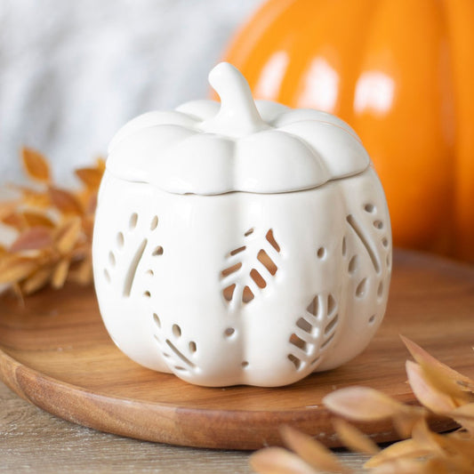 Off White Autumn Leaves Pumpkin Wax Warmer