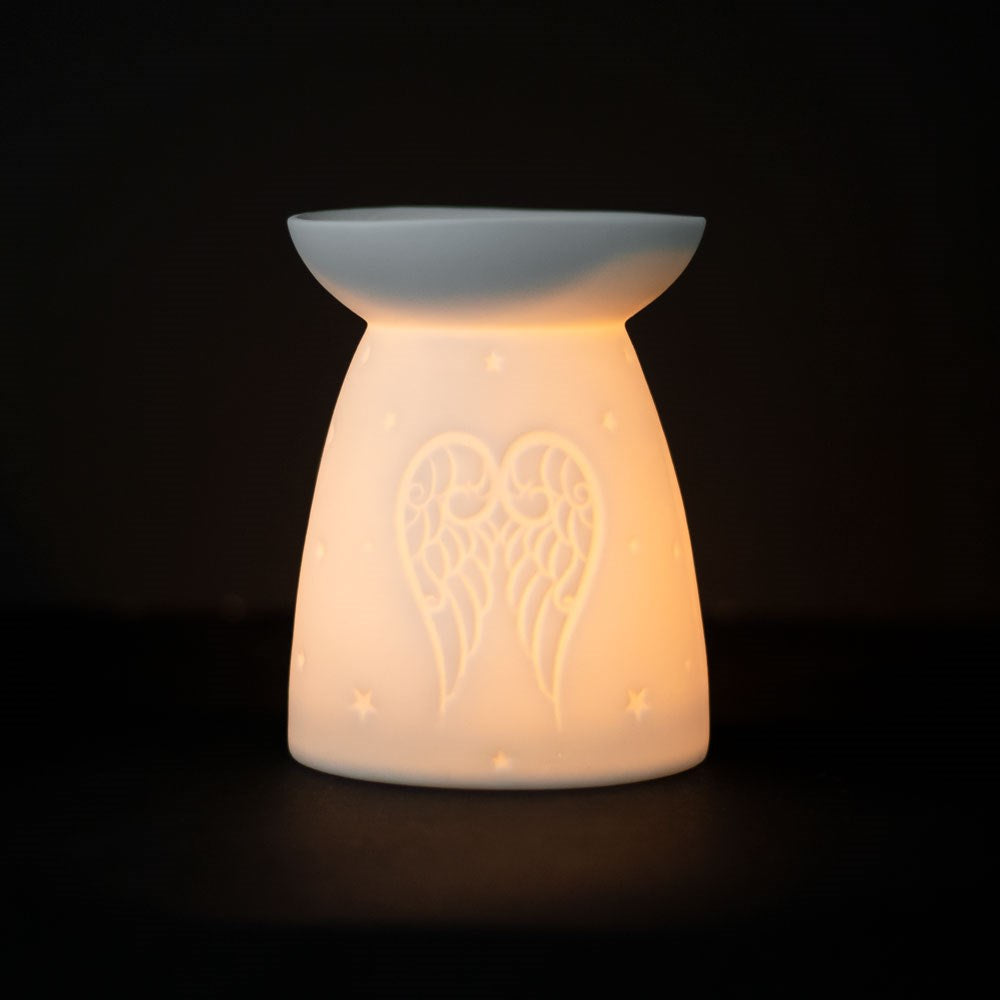 White Ceramic Angel Wings Wax Warmer