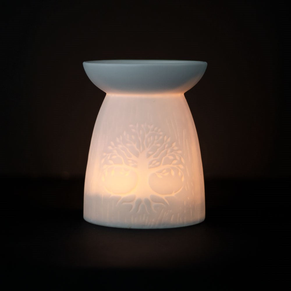 White Ceramic Tree of Life Wax Warmer