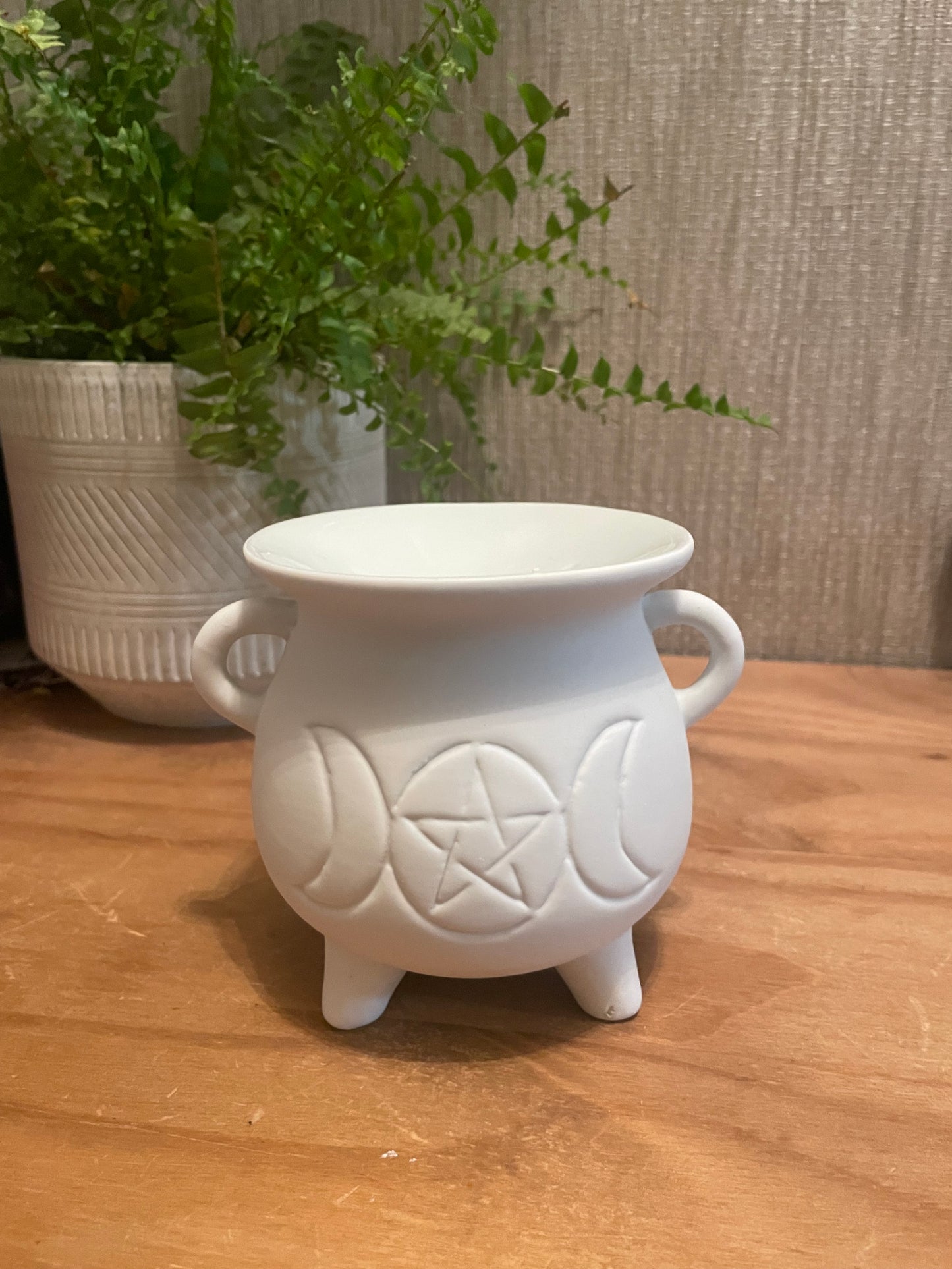 White Triple Moon Cauldron Wax Warmer